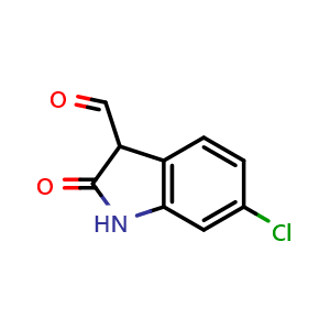 Chemical structure of 6-chloro-2-oxo-indoline-3-carbaldehyde , CAS 52508-91-5, AChemBlock S75239
