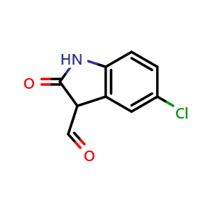 Chemical structure of 5-chloro-2-oxo-indoline-3-carbaldehyde , CAS 52508-86-8, AChemBlock S75240