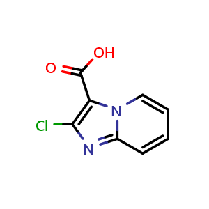 Chemical structure of 2-chloroimidazo[1,2-a]pyridine-3-carboxylic acid , CAS 522604-25-7, AChemBlock S75248