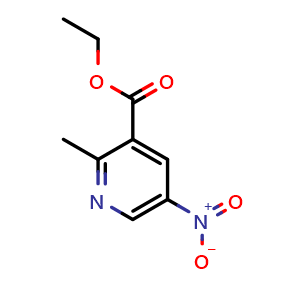 Chemical structure of ethyl 2-methyl-5-nitro-pyridine-3-carboxylate , CAS 51984-71-5, AChemBlock S75258