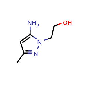 Chemical structure of 2-(5-amino-3-methyl-1H-pyrazol-1-yl)ethan-1-ol , CAS 51546-08-8, AChemBlock S75281