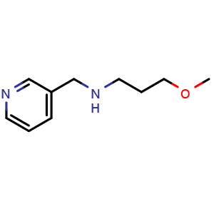 Chemical structure of (3-methoxypropyl)[(pyridin-3-yl)methyl]amine , CAS 511237-63-1, AChemBlock S75303