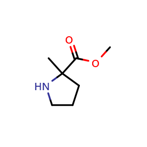 Chemical structure of methyl 2-methylpyrrolidine-2-carboxylate , CAS 51098-47-6, AChemBlock S75307
