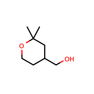 Chemical structure of (2,2-dimethyloxan-4-yl)methanol , CAS 50675-23-5, AChemBlock S75321