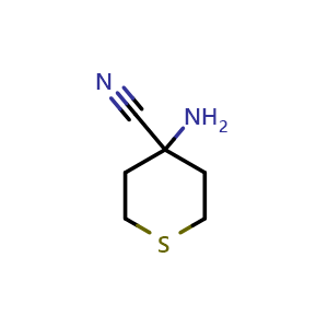 Chemical structure of 4-aminothiane-4-carbonitrile , CAS 50289-20-8, AChemBlock S75335