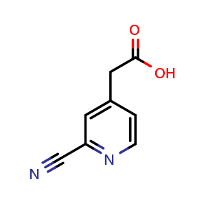 Chemical structure of 2-(2-cyanopyridin-4-yl)acetic acid , CAS 502509-05-9, AChemBlock S75343