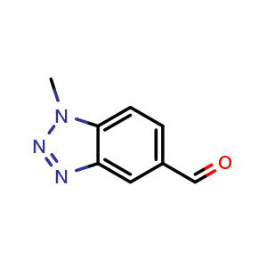 Chemical structure of 1-methyl-1H-1,2,3-benzotriazole-5-carbaldehyde , CAS 499770-67-1, AChemBlock S75355