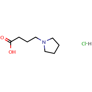Chemical structure of 4-(pyrrolidin-1-yl)butanoic acid hydrochloride , CAS 49637-21-0, AChemBlock S75372