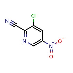 Chemical structure of 3-chloro-5-nitropyridine-2-carbonitrile , CAS 488713-30-0, AChemBlock S75393