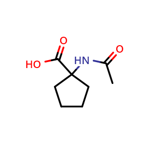Chemical structure of 1-acetamidocyclopentane-1-carboxylic acid , CAS 4854-46-0, AChemBlock S75401