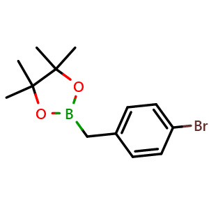 Chemical structure of 2-(4-bromobenzyl)-4,4,5,5-tetramethyl-1,3,2-dioxaborolane , CAS 477841-90-0, AChemBlock S75427