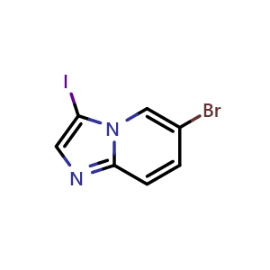 Chemical structure of 6-bromo-3-iodoimidazo[1,2-a]pyridine , CAS 474706-74-6, AChemBlock S75445