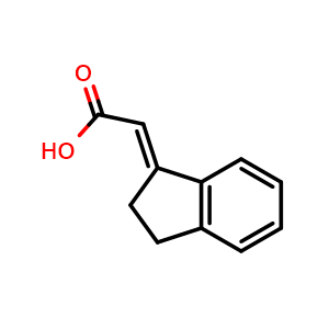 Chemical structure of 2-[(1E)-2,3-dihydro-1H-inden-1-ylidene]acetic acid , CAS 4709-52-8, AChemBlock S75460