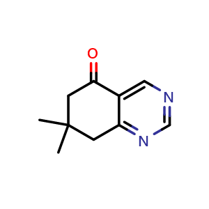 Chemical structure of 7,7-dimethyl-5,6,7,8-tetrahydroquinazolin-5-one , CAS 467225-63-4, AChemBlock S75465