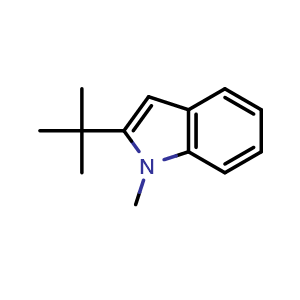 Chemical structure of 2-tert-butyl-1-methyl-1H-indole , CAS 46275-90-5, AChemBlock S75470