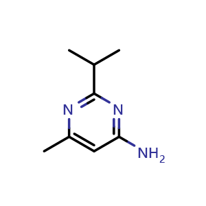 Chemical structure of 6-methyl-2-(propan-2-yl)pyrimidin-4-amine , CAS 4595-70-4, AChemBlock S75477