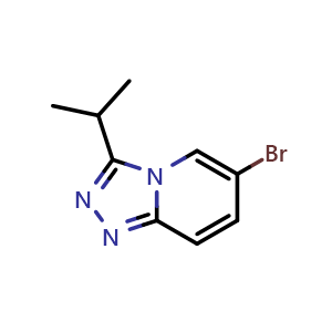 Chemical structure of 6-bromo-3-isopropyl-[1,2,4]triazolo[4,3-a]pyridine , CAS 459448-06-7, AChemBlock S75479