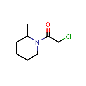 Chemical structure of 2-chloro-1-(2-methylpiperidin-1-yl)ethan-1-one , CAS 4593-18-4, AChemBlock S75481