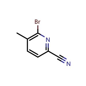 Chemical structure of 6-bromo-5-methylpyridine-2-carbonitrile , CAS 450844-27-6, AChemBlock S75513