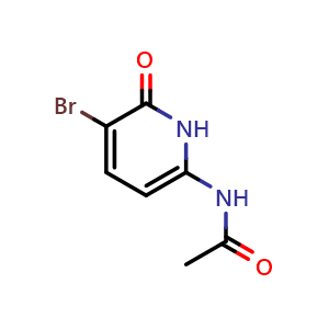 Chemical structure of N-(5-bromo-6-oxo-1,6-dihydropyridin-2-yl)acetamide , CAS 444811-13-6, AChemBlock S75521