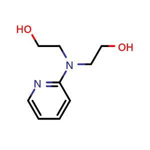 Chemical structure of 2-[(2-hydroxyethyl)(pyridin-2-yl)amino]ethan-1-ol , CAS 4439-34-3, AChemBlock S75527