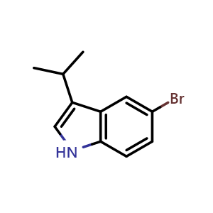 Chemical structure of 5-bromo-3-(propan-2-yl)-1H-indole , CAS 439612-51-8, AChemBlock S75535