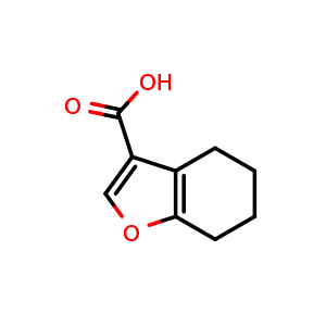 Chemical structure of 4,5,6,7-tetrahydro-1-benzofuran-3-carboxylic acid , CAS 436085-66-4, AChemBlock S75551