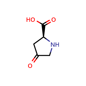 Chemical structure of (2S)-4-oxopyrrolidine-2-carboxylic acid , CAS 4347-18-6, AChemBlock S75555