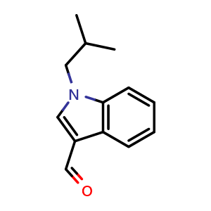 Chemical structure of 1-(2-methylpropyl)-1H-indole-3-carbaldehyde , CAS 433254-46-7, AChemBlock S75558