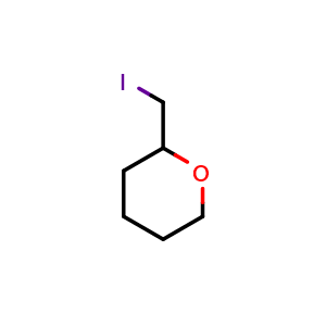 Chemical structure of 2-(iodomethyl)oxane , CAS 43216-12-2, AChemBlock S75559