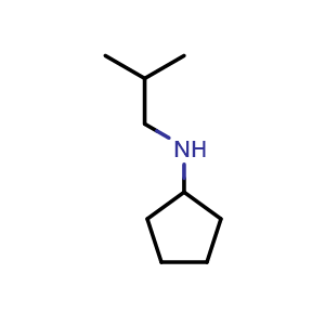 Chemical structure of N-(2-methylpropyl)cyclopentanamine , CAS 42870-64-4, AChemBlock S75571
