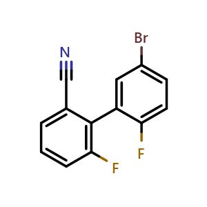 Chemical structure of 2-(5-bromo-2-fluorophenyl)-3-fluorobenzonitrile , CAS 425379-21-1, AChemBlock S75587