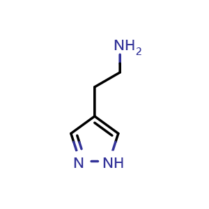 Chemical structure of 2-(1H-pyrazol-4-yl)ethan-1-amine , CAS 42150-24-3, AChemBlock S75597