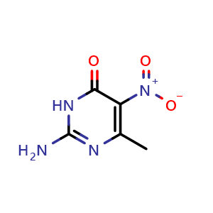 Chemical structure of 2-amino-6-methyl-5-nitro-3,4-dihydropyrimidin-4-one , CAS 4214-85-1, AChemBlock S75598