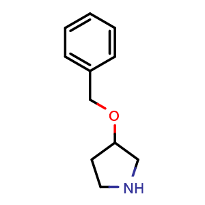 Chemical structure of 3-(benzyloxy)pyrrolidine , CAS 420137-14-0, AChemBlock S75603
