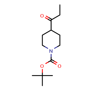 Chemical structure of tert-Butyl 4-propionylpiperidine-1-carboxylate , CAS 419571-73-6, AChemBlock S75607