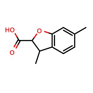Chemical structure of 3,6-dimethyl-2,3-dihydro-1-benzofuran-2-carboxylic acid , CAS 41910-92-3, AChemBlock S75610