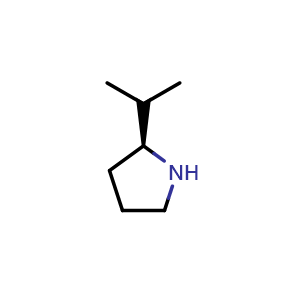 Chemical structure of (2S)-2-(propan-2-yl)pyrrolidine , CAS 41720-99-4, AChemBlock S75622