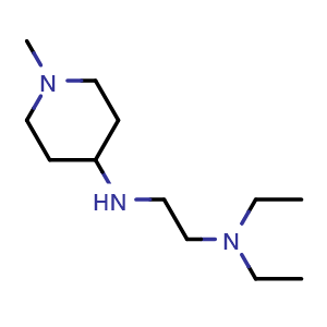 Chemical structure of N-[2-(diethylamino)ethyl]-1-methylpiperidin-4-amine , CAS 416862-42-5, AChemBlock S75627