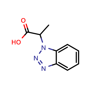 Chemical structure of 2-(1H-1,2,3-benzotriazol-1-yl)propanoic acid , CAS 4144-65-4, AChemBlock S75632