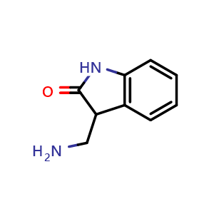 Chemical structure of 3-(aminomethyl)-2,3-dihydro-1H-indol-2-one , CAS 412332-18-4, AChemBlock S75643