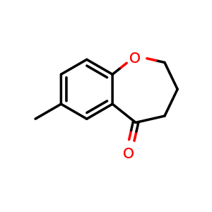 Chemical structure of 7-methyl-2,3,4,5-tetrahydro-1-benzoxepin-5-one , CAS 41177-66-6, AChemBlock S75649