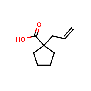 Chemical structure of 1-allylcyclopentanecarboxylic acid , CAS 411238-08-9, AChemBlock S75652
