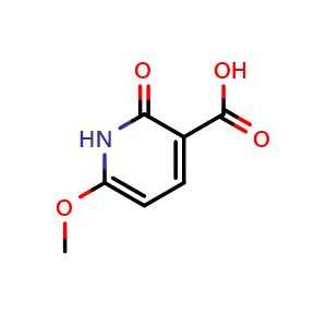 Chemical structure of 6-methoxy-2-oxo-1H-pyridine-3-carboxylic acid , CAS 410090-04-9, AChemBlock S75660