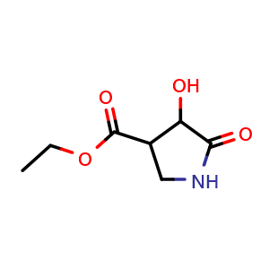 Chemical structure of ethyl 4-hydroxy-5-oxo-pyrrolidine-3-carboxylate , CAS 4086-14-0, AChemBlock S75669