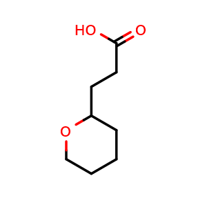 Chemical structure of 3-(oxan-2-yl)propanoic acid , CAS 40500-07-0, AChemBlock S75694