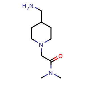 Chemical structure of 2-[4-(aminomethyl)piperidin-1-yl]-N,N-dimethylacetamide , CAS 402740-47-0, AChemBlock S75707