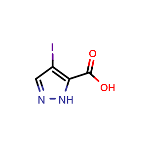 Chemical structure of 4-iodo-1H-pyrazole-5-carboxylic acid , CAS 400753-02-8, AChemBlock S75714