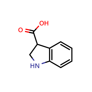 Chemical structure of 2,3-dihydro-1H-indole-3-carboxylic acid , CAS 39891-70-8, AChemBlock S75730