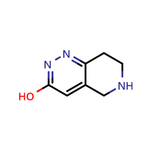 Chemical structure of 5H,6H,7H,8H-pyrido[4,3-c]pyridazin-3-ol , CAS 39716-50-2, AChemBlock S75742